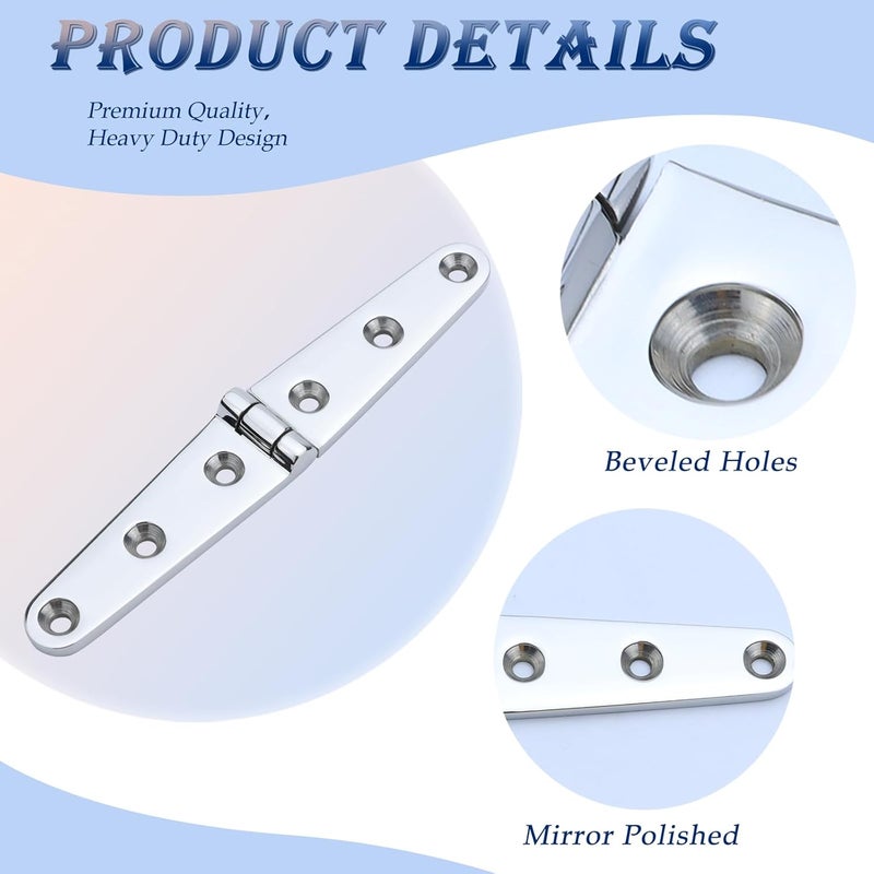 YANYUCB Boat Hatch Hinge 316 Stainless Steel Cabinet Door Casting Hinges Marine Hardware with Screw for Boat (4 inch x 1 inch)(6.3 inch x 1 inch) - Image 3